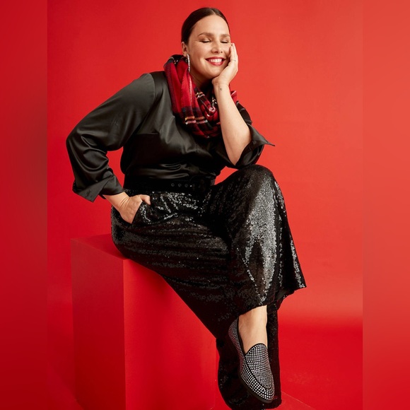 Lane Bryant Sequin Wide Leg Pants - Picture 1 of 7